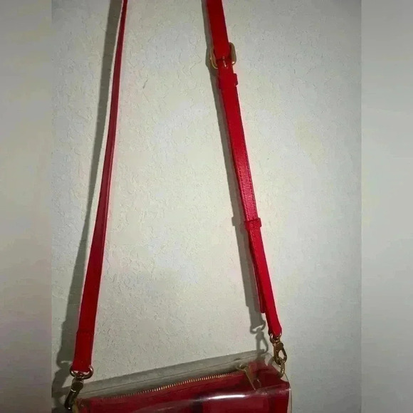 Marc By Marc Jacobs Clear Red Leather Perspex Crossbody Bag Adjustable Strap - Picture 5 of 10